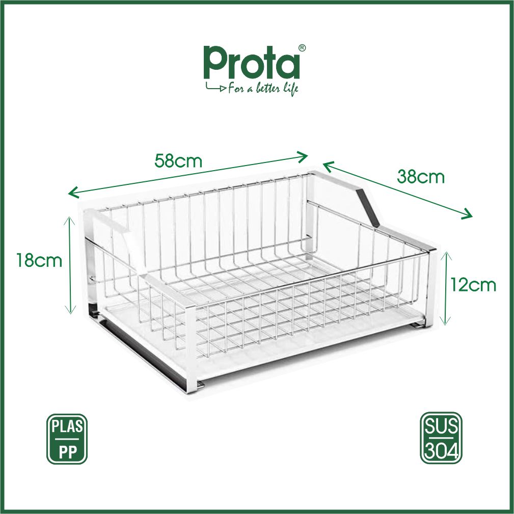 [CHÍNH HÃNG] Rổ úp bát đĩa inox 304 loại đạị Prota loại mới (Tặng kèm mâm hứng nước)- Bảo hành 36 tháng- Cam kết 1 đổi 1