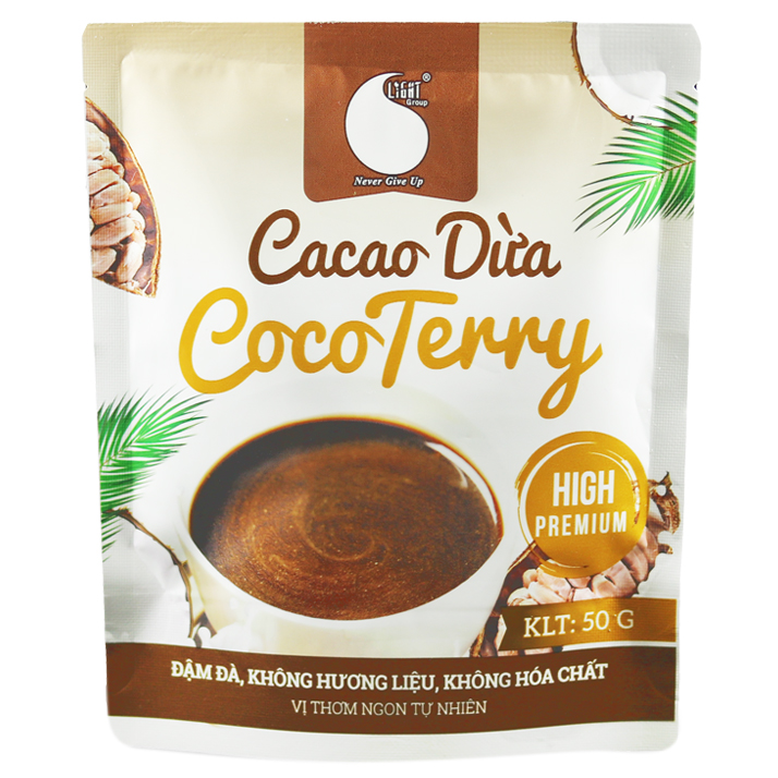 Hình ảnh Bột Cacao Sữa Dừa đậm đà , thơm ngon , đậm vị cacao , béo vị dừa , đặc biệt không hương liệu , an toàn cho sức khỏe , gói 50G tiện lợi