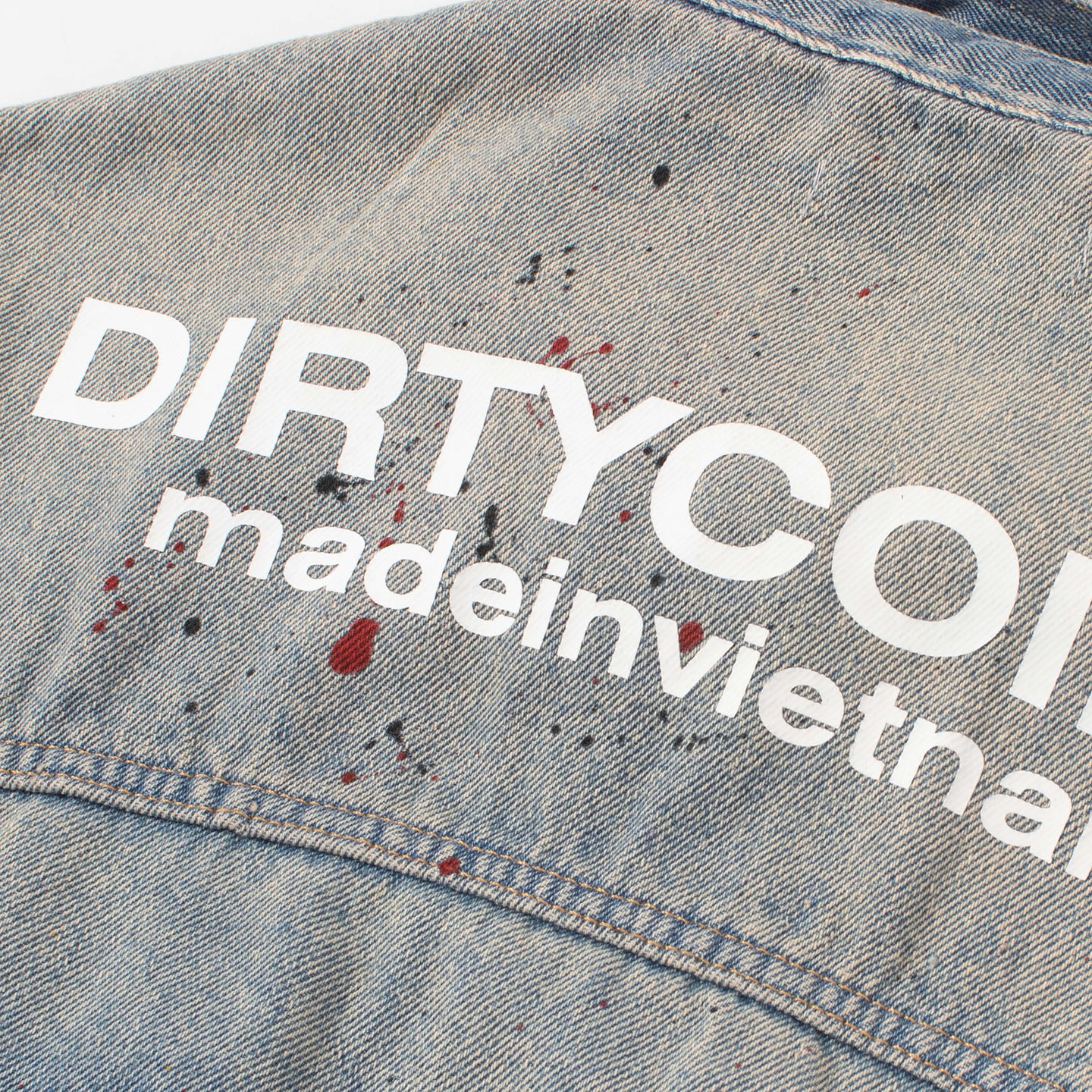 Áo Khoác DirtyCoins Fur Collar Spray Paint Denim Jacket