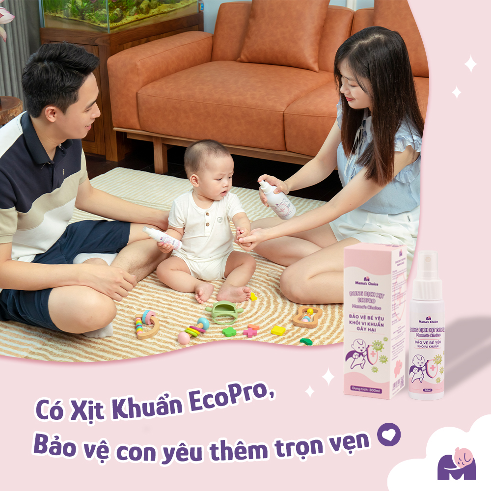 Xịt Khử Khuẩn EcoPro Mama's Choice, Xịt Khuẩn Đồ Dùng Cho Bé, Bình Sữa Núm Ti Giả, Bảo Vệ Bé Yêu An Toàn
