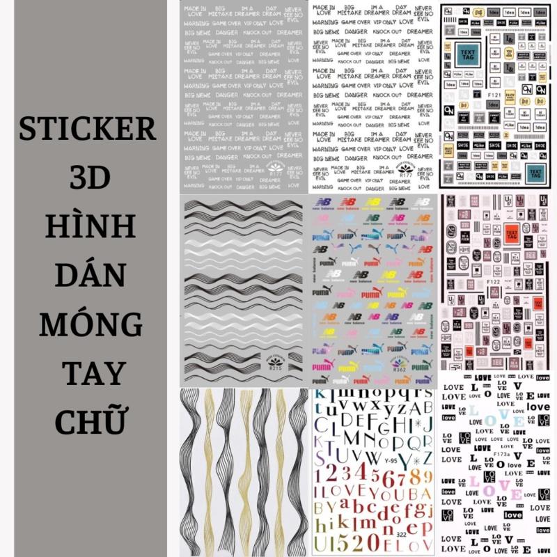 Sticker 3D | Chữ &amp; Họa Tiết | Hình Dán Móng Tay