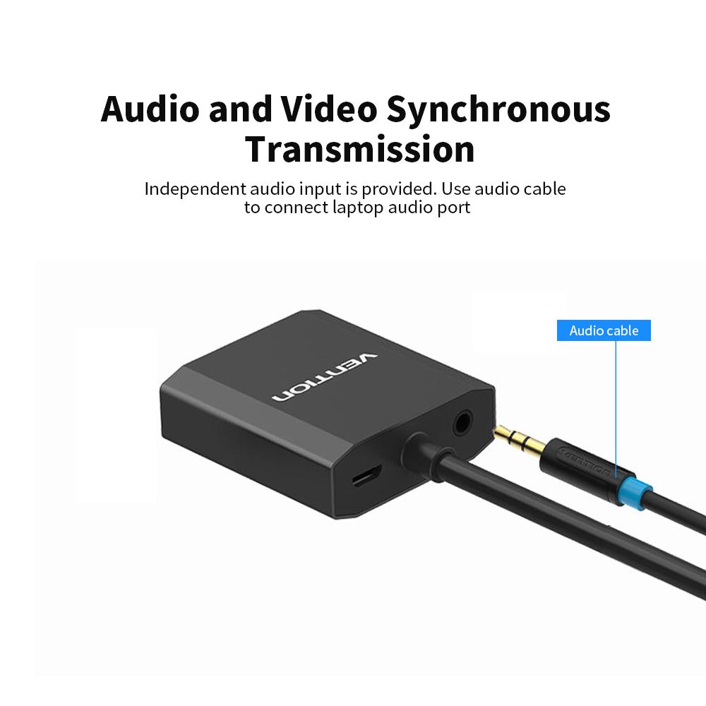 Bộ chuyển đổi VENTION VGA sang HD với Cổng âm thanh Cáp chuyển đổi HD 1080P cho Máy tính xách tay Kết nối TV / Máy chiếu 0,15m