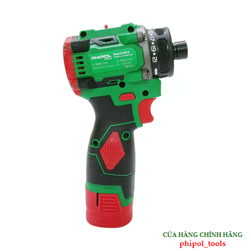 Combo Máy chuyên vít 21 cấp trượt dùng pin PHIPOL TOOLS PH3012 có chỉnh tốc, kèm 2 pin và sạc - Hàng Chính Hãng