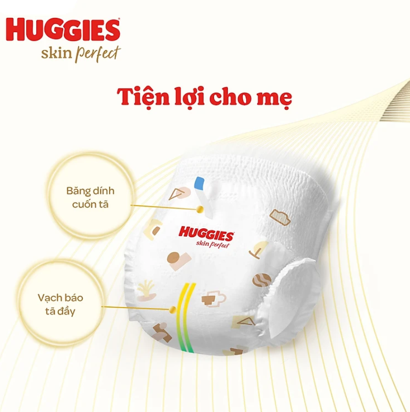 [Phiên bản Rắn vàng giới hạn] Tã quần Huggies Skin Perfect Mega Jumbo L88+4 với 2 vùng thấm giảm kích ứng da