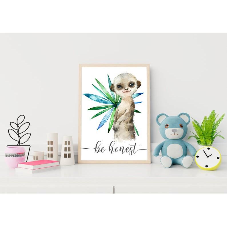 Tranh treo tường | Tranh cho bé-Watercolor Suricate Wall Art 95 , tranh canvas giá rẻ