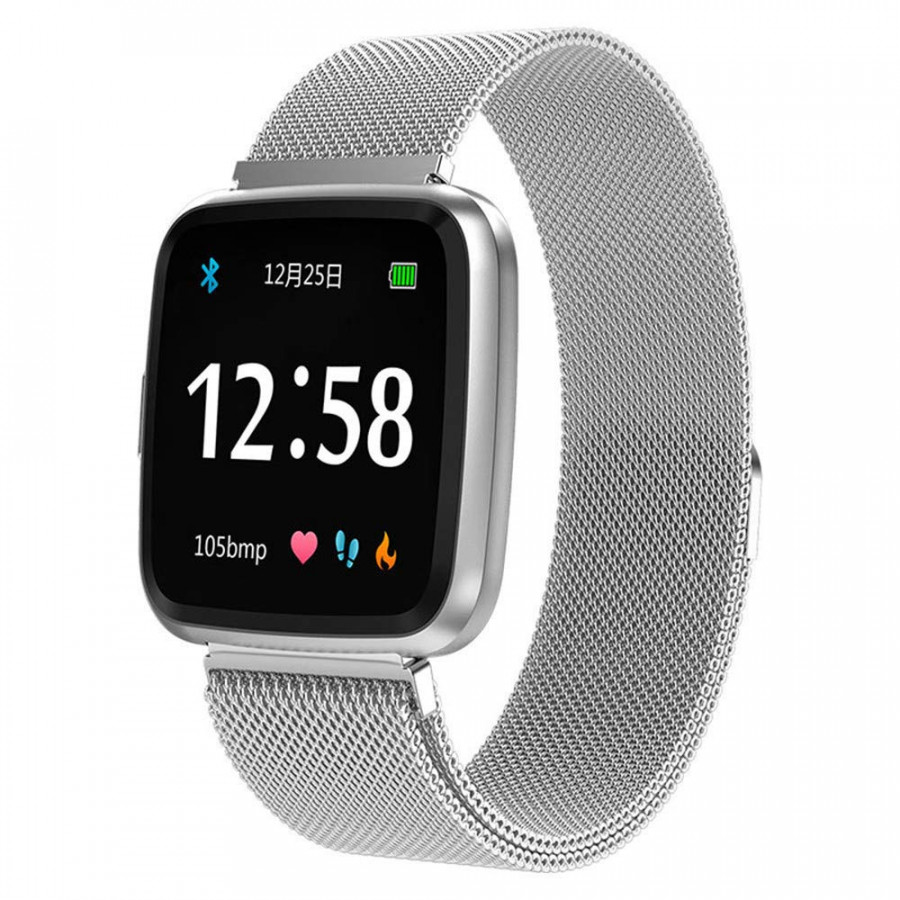 Đồng hồ thông minh theo dõi sức khỏe smartwatch Colmi Y7P dây thép (Bạc) - Hàng Chính Hãng