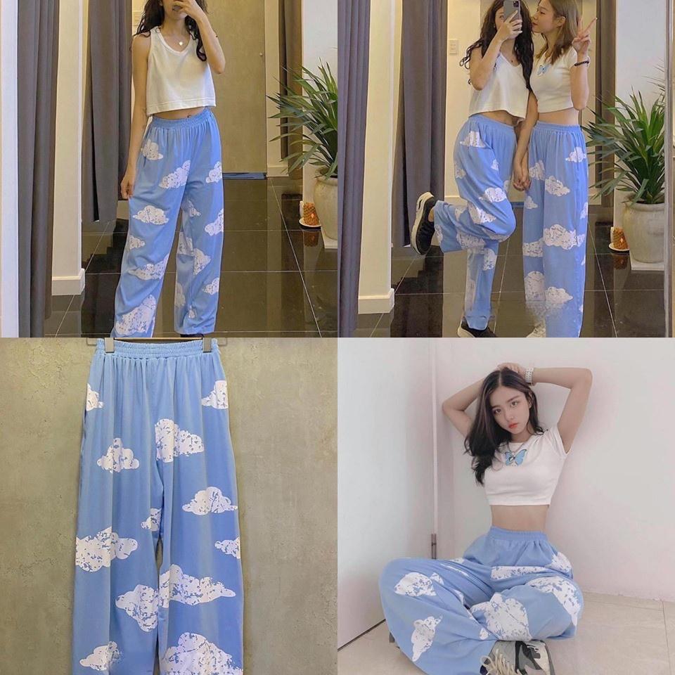 Bộ Quần Sky Áo Croptop Set Quần Jogger Kèm Áo Ngắn Cộc Tay