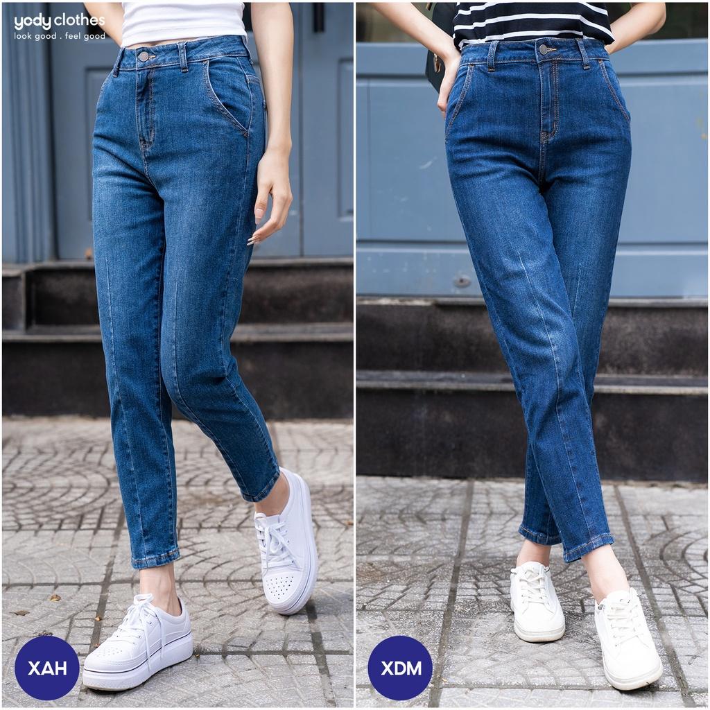 Quần jeans nữ baggy YODY xếp ly tôn dáng, phom ôm co dãn 4 chiều thoải mái QJN5092