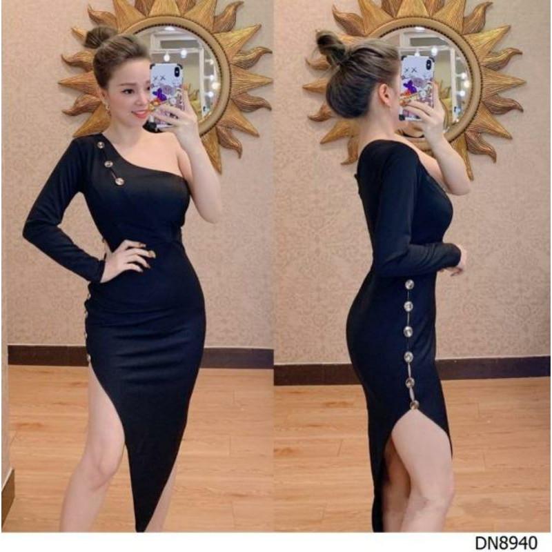 Đầm.body.lệch.Vai.đính.nút.sexy