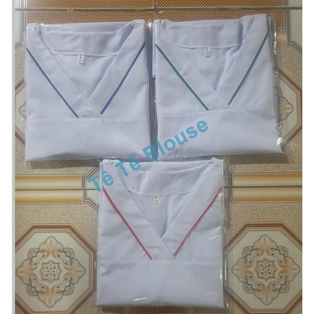 Bộ blu cổ tim có viền nam nữ cộc tay, bộ scrubs kỹ thuật viên cho điều dưỡng, dược sỹ, y tá, bác sĩ (có 3 màu lựa chọn