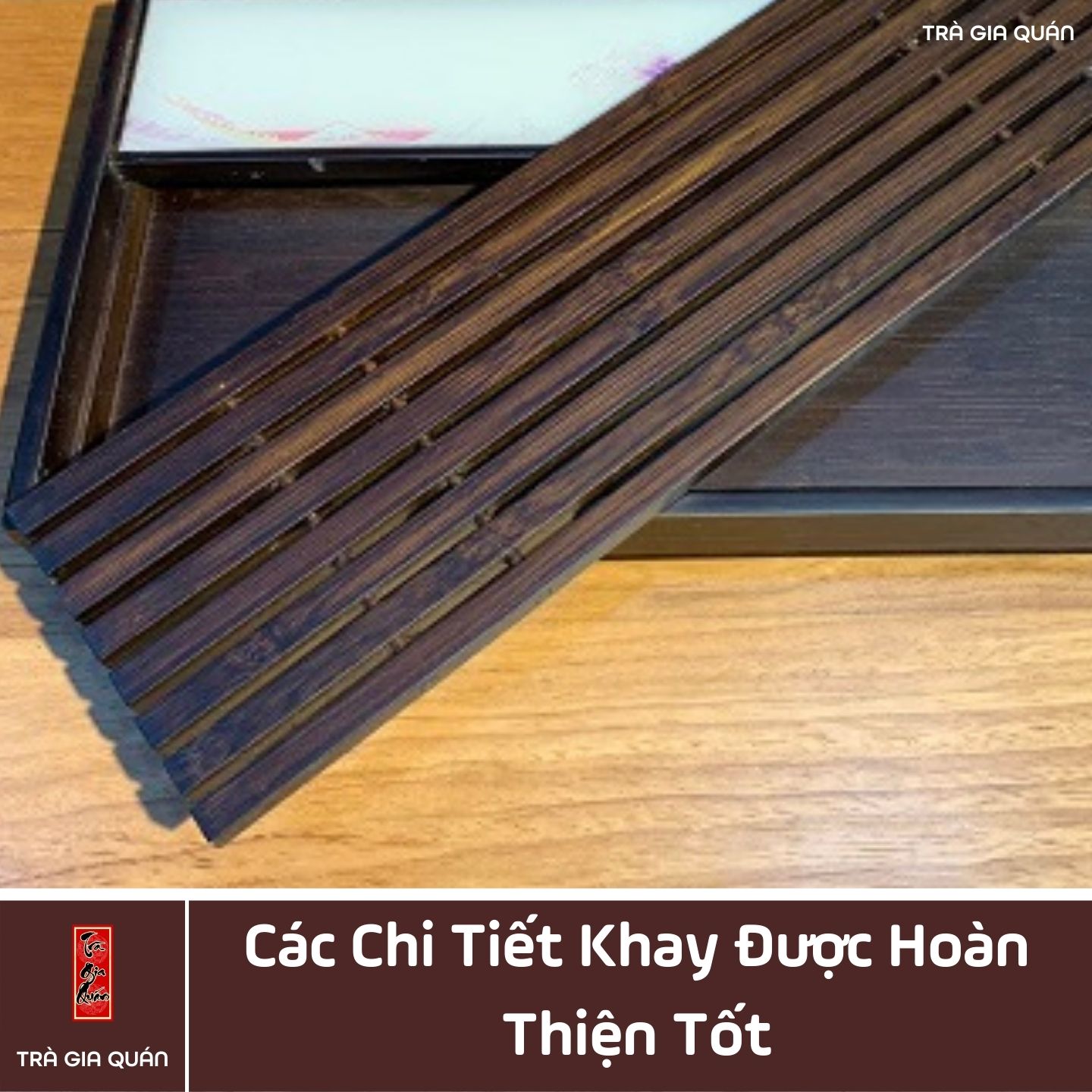 KT 41 Khay Trà Tre Cao Cấp Sơn Thuỷ Chữ Nhật Lớn Kích Thước 40*19*3.8