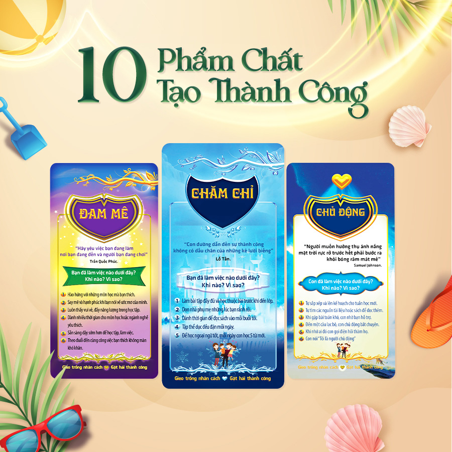 Bộ Thẻ Học Thông Minh Cho Bé Song Ngữ TÁO VÀNG 10 Đức Tính Tạo Thành Công