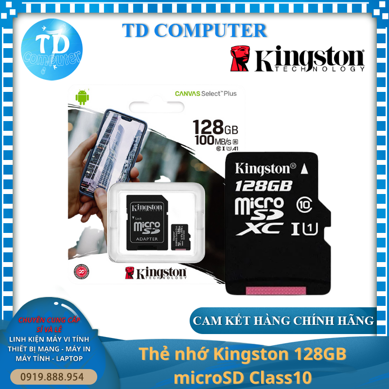 Thẻ nhớ Kingston 128GB Micro SDHC CANVAS 100MB/s - Hàng chính hãng FPT phân phối