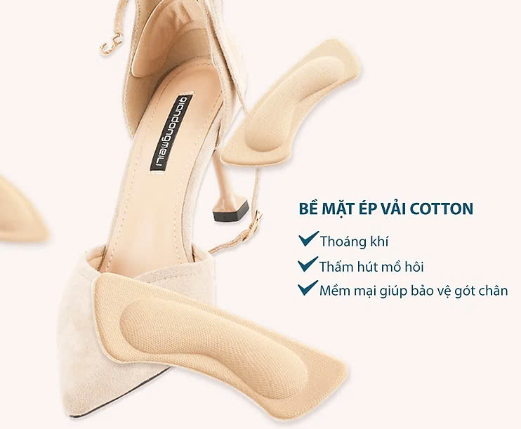 Bộ 2 cặp lót giày 4D bảo vệ gót chân và chống tuột gót giày (loại bầu) 1 CẶP KEM VÀ 1 CẶP ĐEN