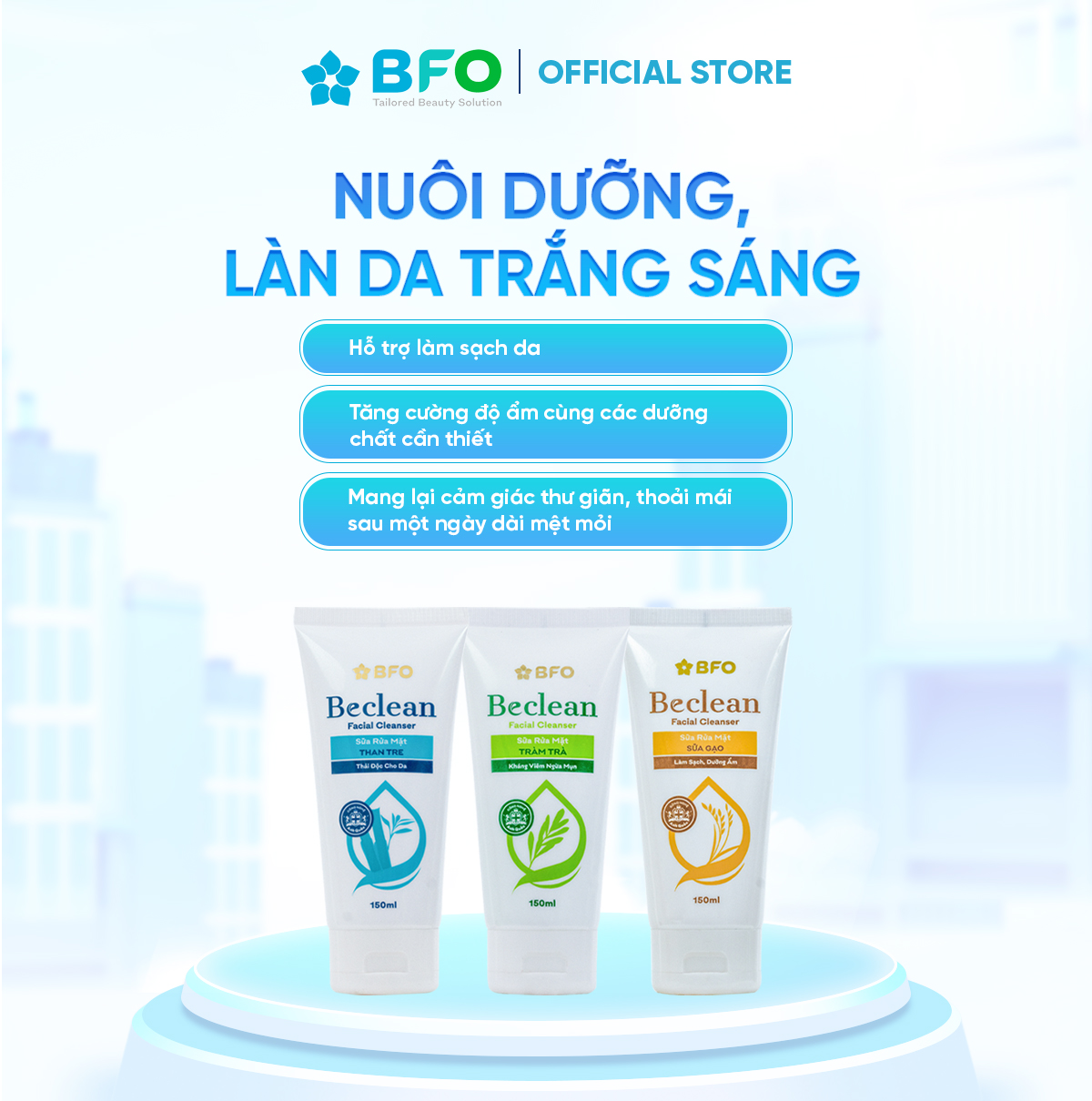 Sữa Rửa Mặt Thiên Nhiên Công Nghệ Anh Quốc Beclean Sạch Sâu Dưỡng Trắng Dung Tích 150ml