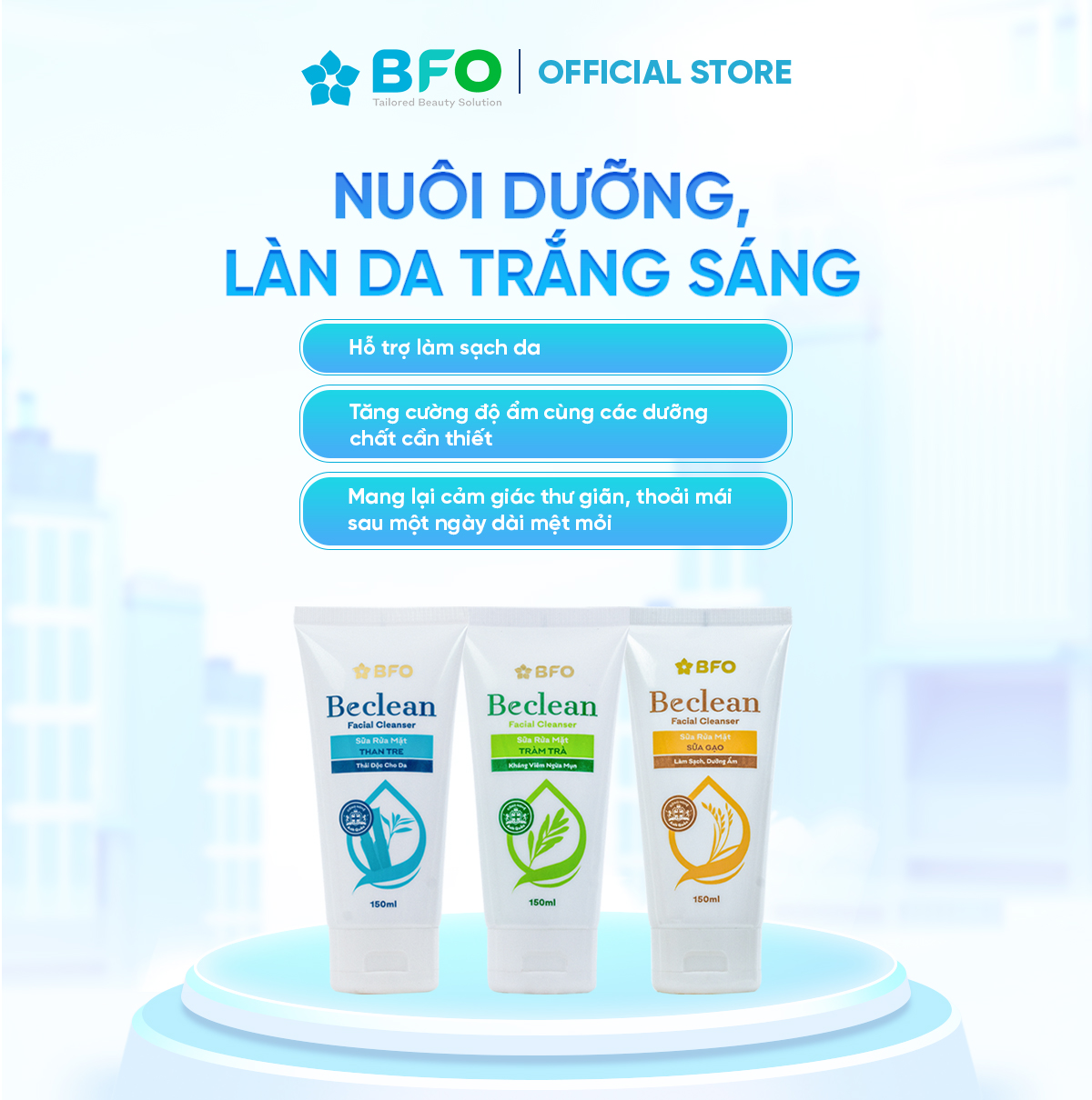 Sữa Rửa Mặt Thiên Nhiên Công Nghệ Anh Quốc Beclean Sạch Sâu Dưỡng Trắng  Dung Tích 150ml