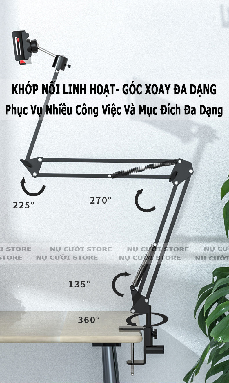 Giá Đỡ, Kẹp Điện Thoại, Máy Tính Bảng; Kẹp Cạnh Bàn, Giường, Tủ - Hàng Nhập Khẩu