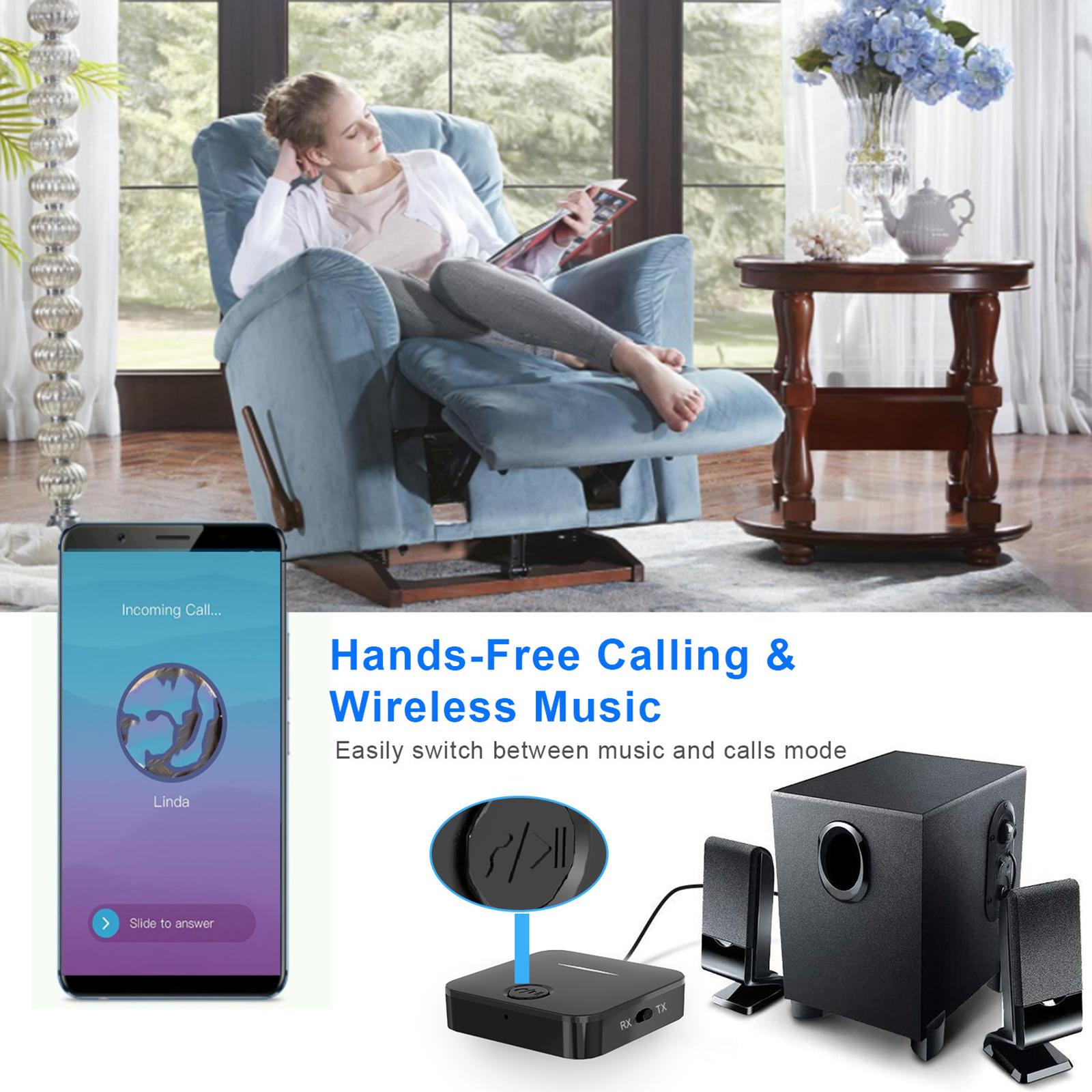 Bluetooth 5.0 Receiver Wireless Adapter with Mic 250mAh for TV