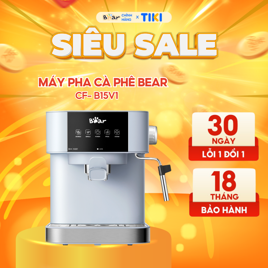 Máy Pha Cà Phê Bear Tự Động Đa Năng Pha Cafe, Pha Espresso Phù Hợp Với Gia Đình, Công Ty CF-B15V1-Hàng Chính Hãng