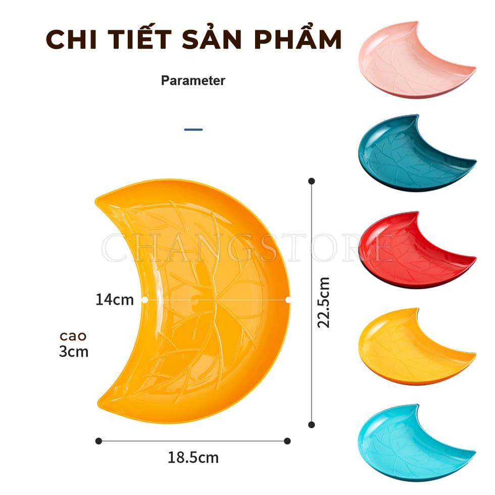 Bộ Khay Đựng Bánh Kẹo, Mứt Tết Hoa Qủa Hình Cánh Hoa, Set 5 Đĩa Nhựa Bán Nguyệt Decor