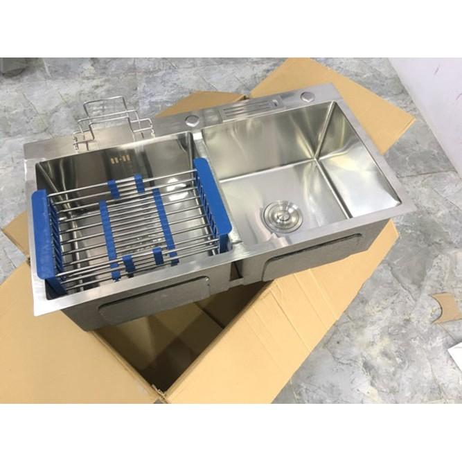 Chậu Rửa Chén Bát Inox 304 Đúc Kích Thước 8245cm Có Cài Dao, Gác Thớt.