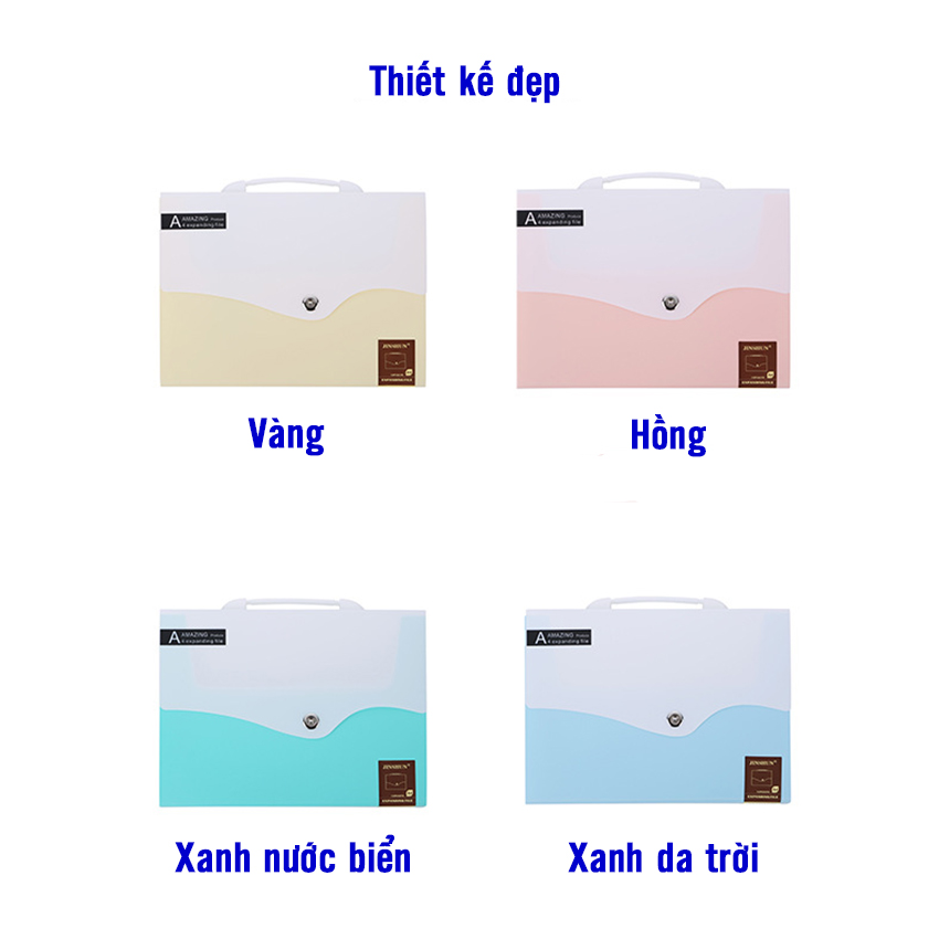 Cặp đựng tài liệu TL1002 NASI nhiều ngăn khổ A4 13 ngăn phân trang tiện lợi tập file đựng lưu trữ hồ sơ cho học sinh sinh viên văn phòng túi đựng tài liệu nhựa PP cao cấp