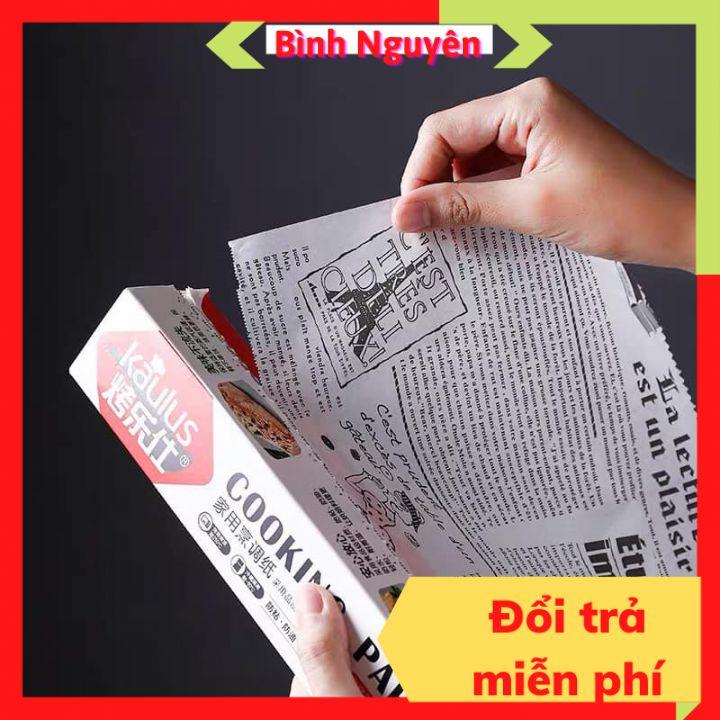 Giấy nến thấm dầu chống dính dùng cho nồi chiên không dầu , lò nướng họa tiết in trang báo cuộn 30cm x 8 mét