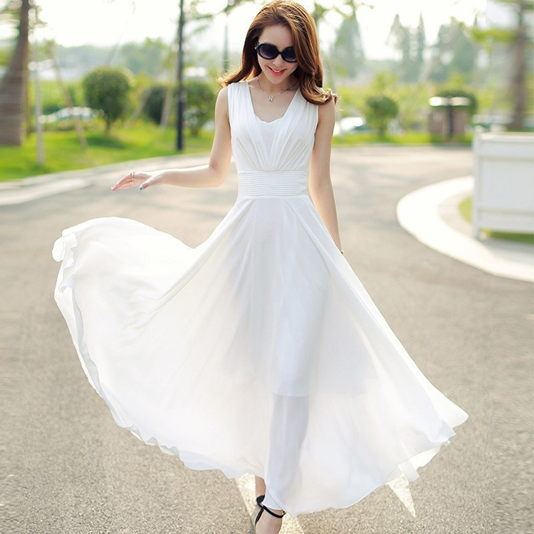 Đầm Maxi Nữ Voan Tay Sát Nách DRESS282N