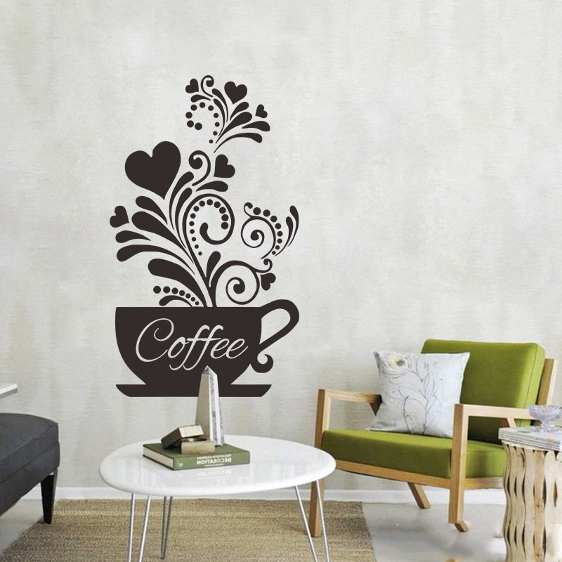 Decal dán tường coffe size lớn hoa văn độc đáo
