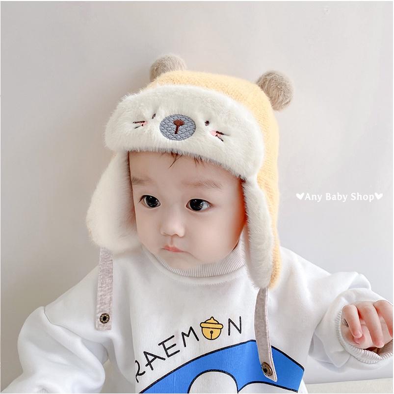 Mũ nón phi công hình gấu cute cho bé trai bé gái có ốp tai nhiều màu dễ thương-hàng có sẵn 