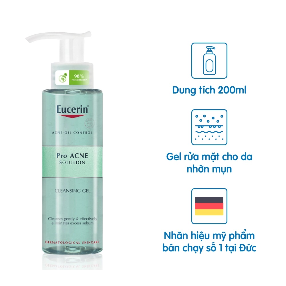 Gel Rửa Mặt Da Mụn Eucerin Pro ACNE Solution Cleansing Gel (200 ml)