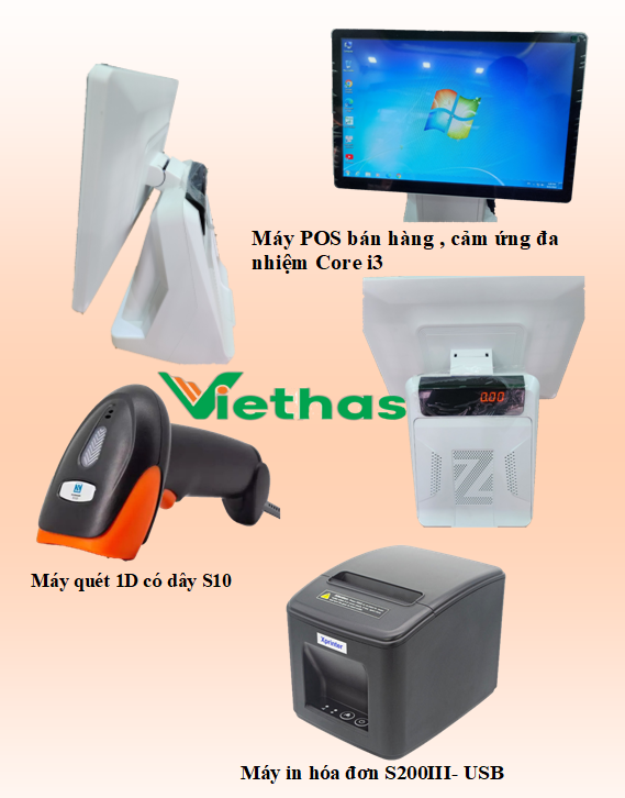 Trọn Bộ Thiết bị + phần mềm bán hàng Viethas (shop Quần áo, Tạp Hóa , Thú Cưng ...) - Hàng Chính hãng
