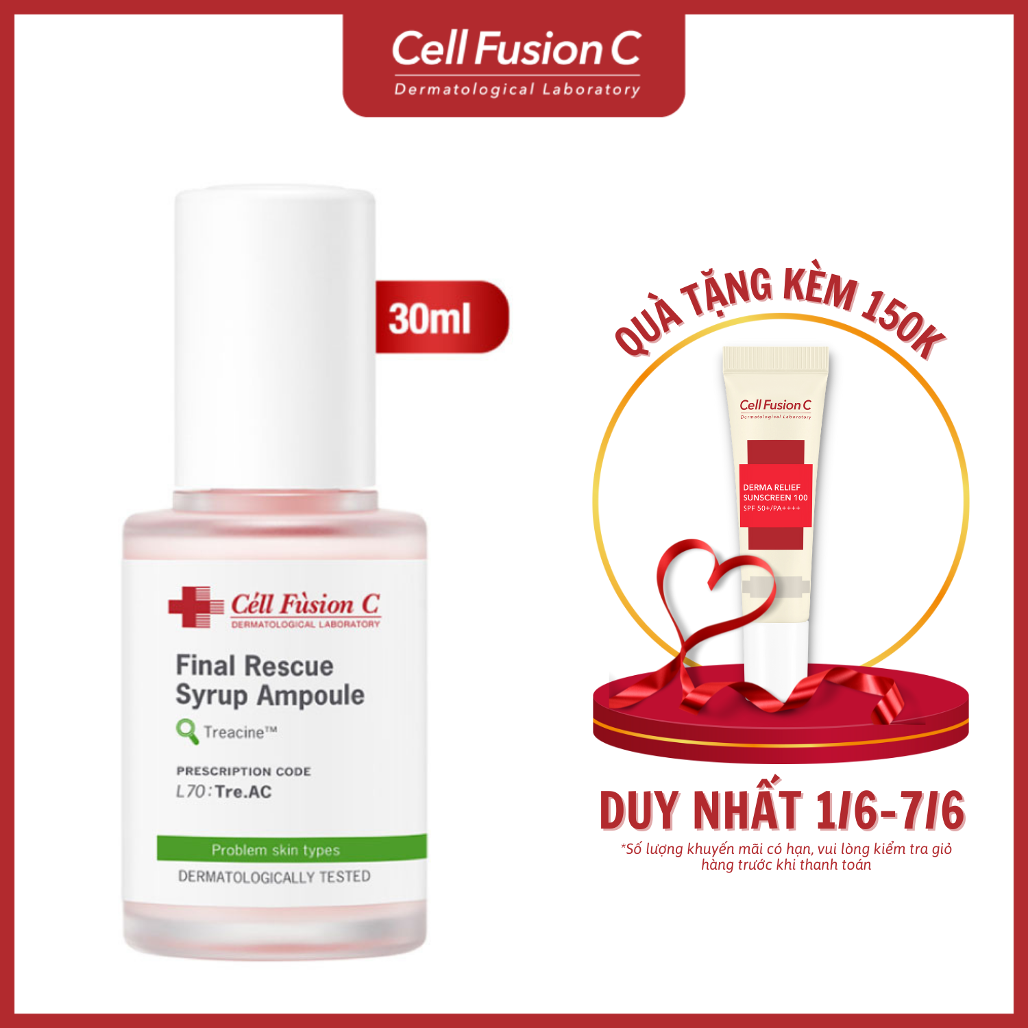 Ampoule Chuyên Biệt Chăm Sóc Da Dầu Mụn Cell Fusion C Final Rescue Syrup Ampoule (30ml)