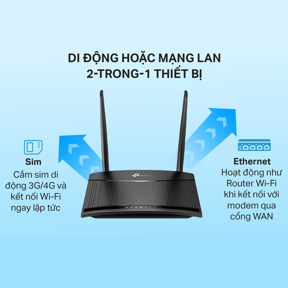 Tp-Link MR100 | Router Wi-Fi 4G LTE Chuẩn N Tốc Độ 300 Mbps | Hàng Chính Hãng