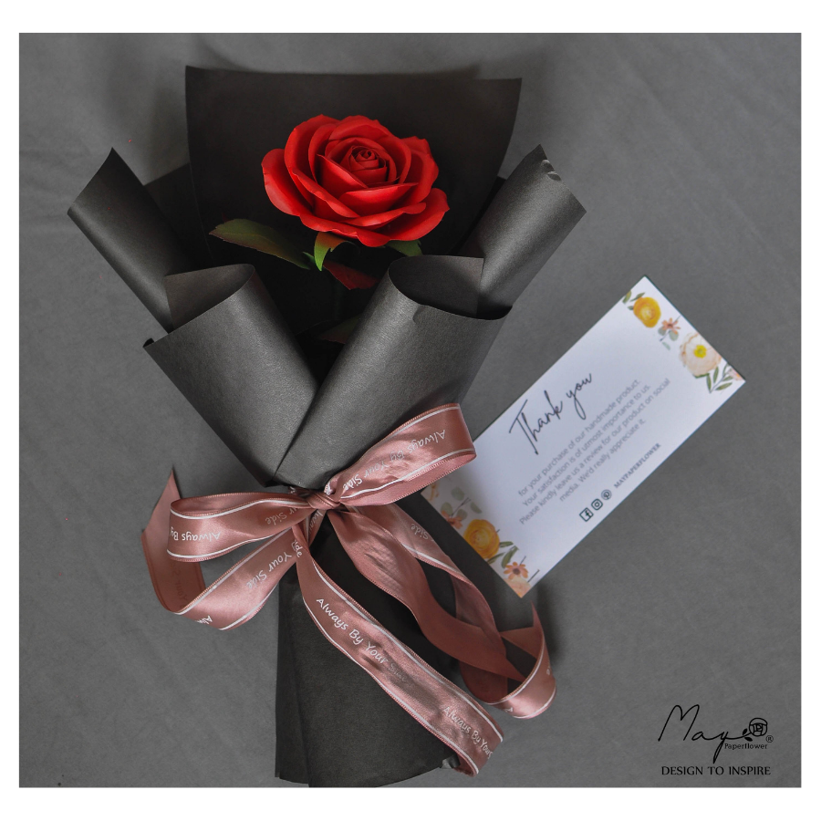 Hoa giấy handmade cao cấp - Red Rose Maypaperflower - hoa giấy nghệ thuật