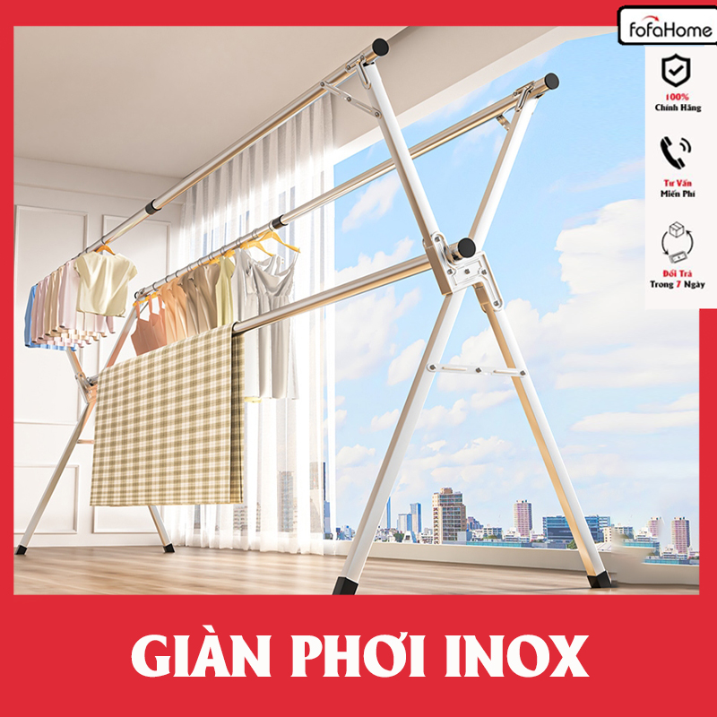 Giàn Phơi Quần Áo Sào Treo Đồ Thông Minh Dạng Giá Phơi Gấp Gọn Có Thiết Kế Kiểu Sào Inox Cao Cấp Siêu Bền