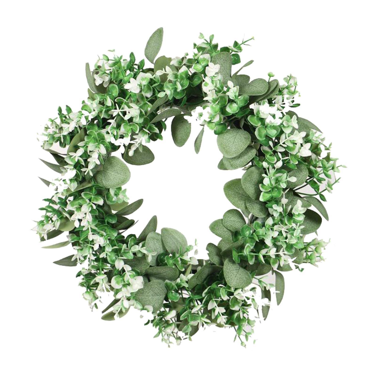 Green Artificial Eucalyptus Wreath Fake Leaves Door Hanging Garland Decor