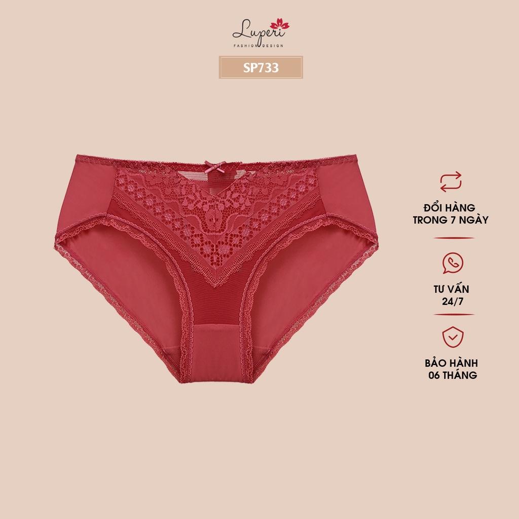 Quần Lót Nữ Phối Ren Cạp Cao LUPERI SP733 Dáng Bikini Phom To, Chất Liệu Microfiber Nhập Khẩu Mềm Mịn, Co Giãn, Không Lằ