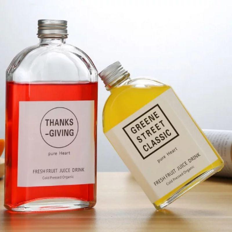 CHAI THỦY TINH VUÔNG 250ML DÁNG DẸT ĐỰNG SINH TỐ, CAFE, RƯ.ỢU