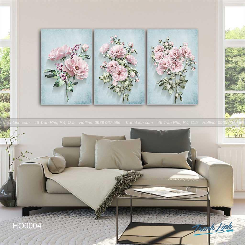 Bộ 3 tranh canvas hoa nghệ thuật