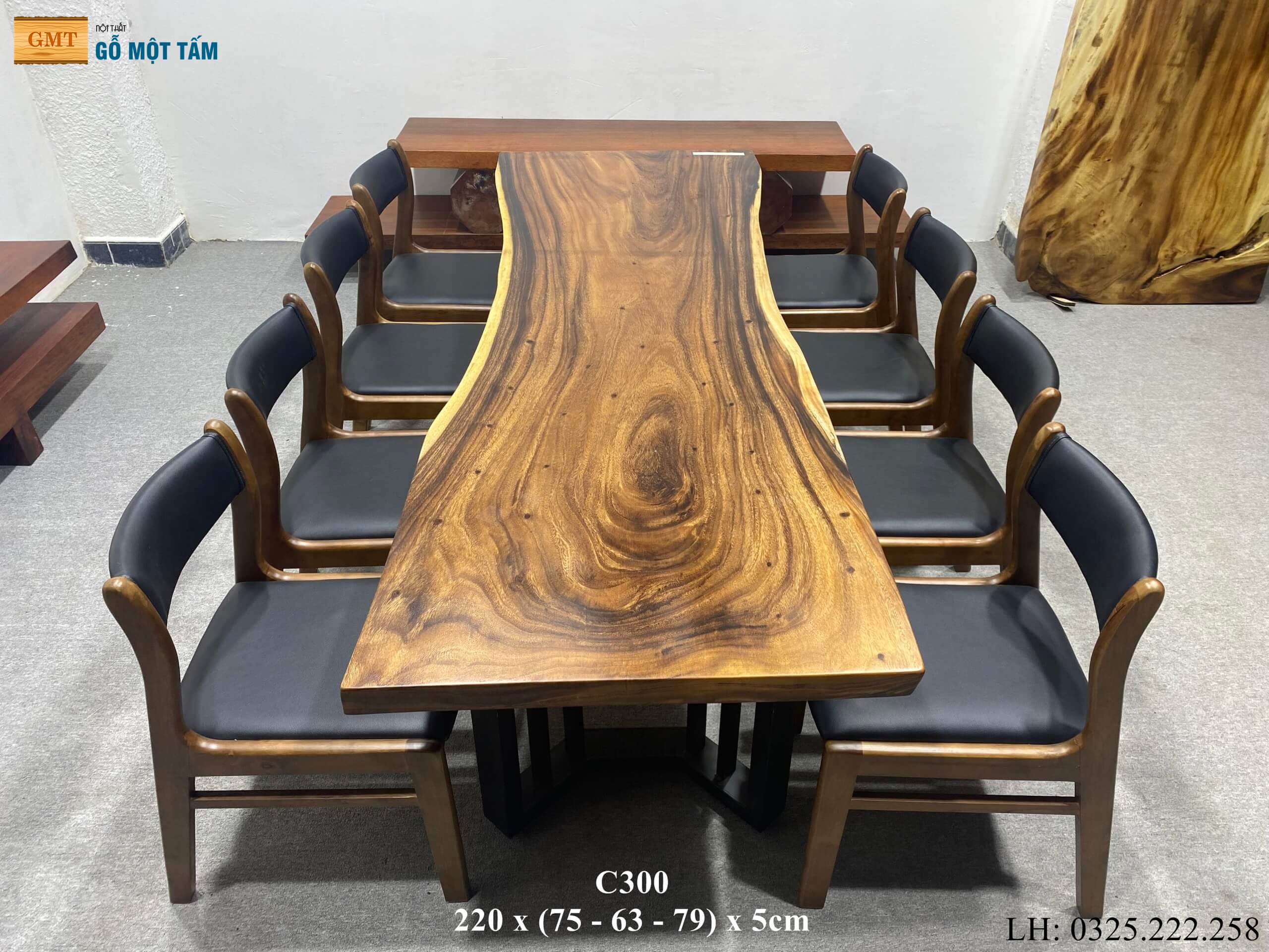 Bàn Sân Vườn Gỗ Me Tây, Bàn Cafe Gỗ Me Tây, Bàn Gỗ Me Tây Nguyên Tấm Dài 2,2m Rộng 79cm Dày 5cm
