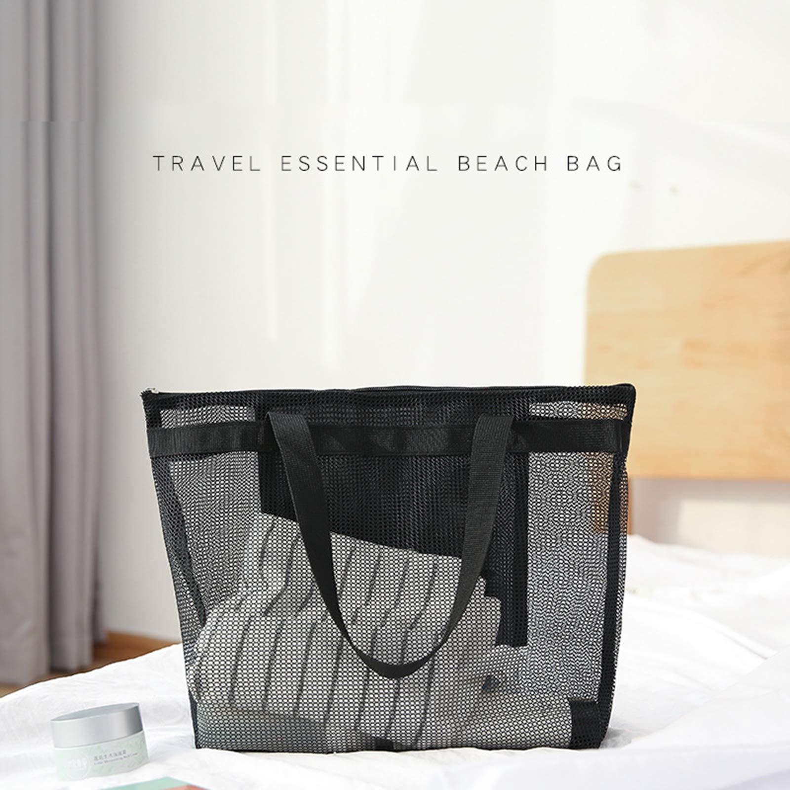 Túi bãi biển lớn lưới, túi du lịch 32x37cm, túi đựng đồ chơi cát, túi xách có thể gập lại túi đồ dã ngoại ở mùa hè cho kỳ nghỉ gia đình