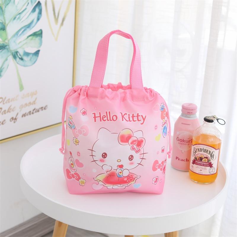 Hoạt Hình Hello Kitty Cầm Tay Túi Đựng Hộp Cơm Trưa Dây Kéo Túi Đựng Đồ Ăn Trưa Cho Trẻ Em, Bé Gái Thời Trang Dễ Thương Lưu Trữ Túi 35*10*27Cm