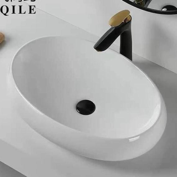 LAVABO SỨ TRẮNG HÌNH OVAL