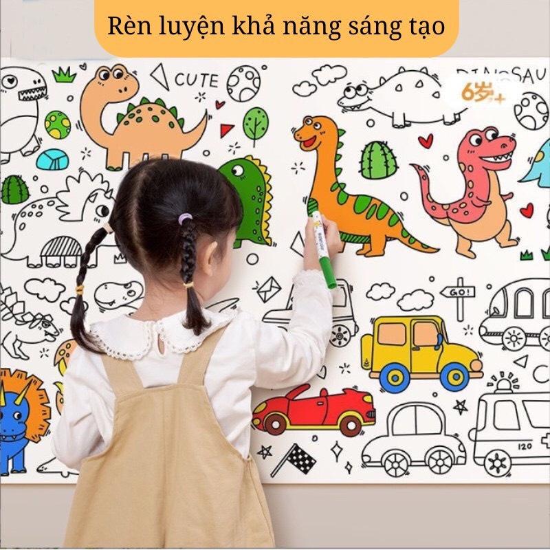 TRANH CUỘN TÔ MÀU COLORING ROLL DÀI 3M, CÓ THỂ CẮT DÁN LÀM STICKER CỰC THÚ VỊ GIÚP TĂNG NHẬN THỨC CHO BÉ