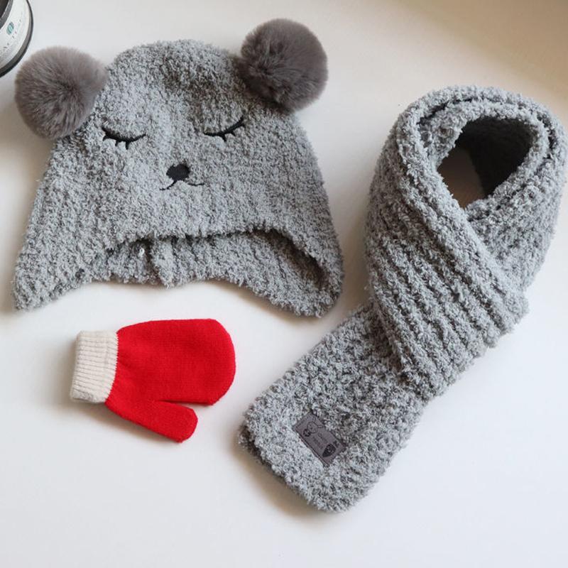 1-5 Tuổi Mùa Đông + Nón + Khăn Choàng + Găng Tay Bé Trai & Bé Gái Nón Khăn Găng Tay 3 Món Cho Bé trẻ Em Đầu Trẻ Em Nắp Ấm