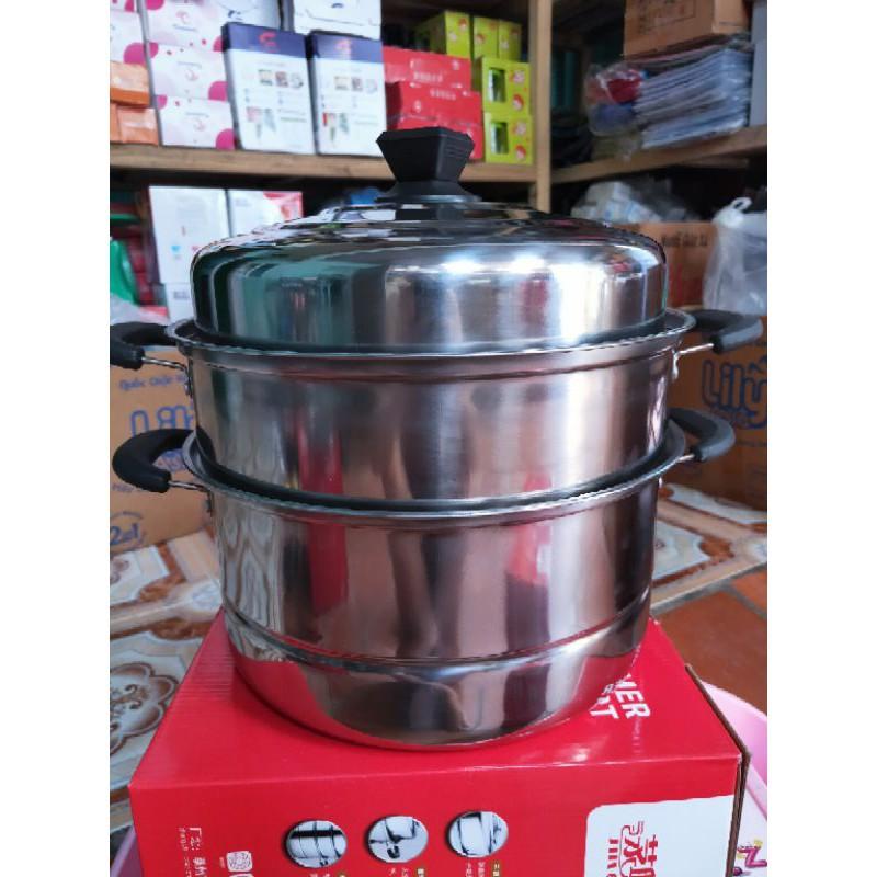 Nồi hấp inox 3 tầng size 28cm (Ảnh shop chụp)