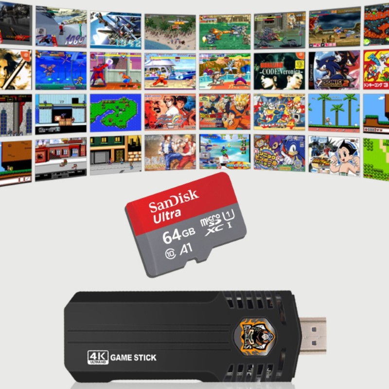 Bộ Máy Retro Gamestick X2 64G 2 tay cầm kết nối HDMI cho màn hình Tivi máy chiếu hàng nhập khẩu