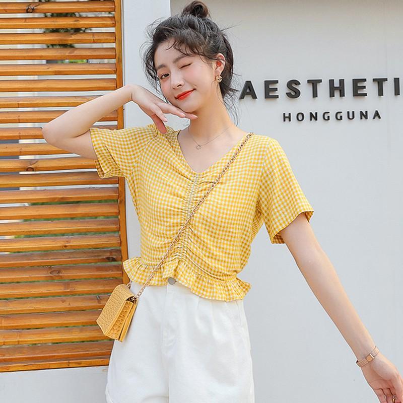Áo kiểu cổ chữ V phối nơ thiết kế thanh lịch