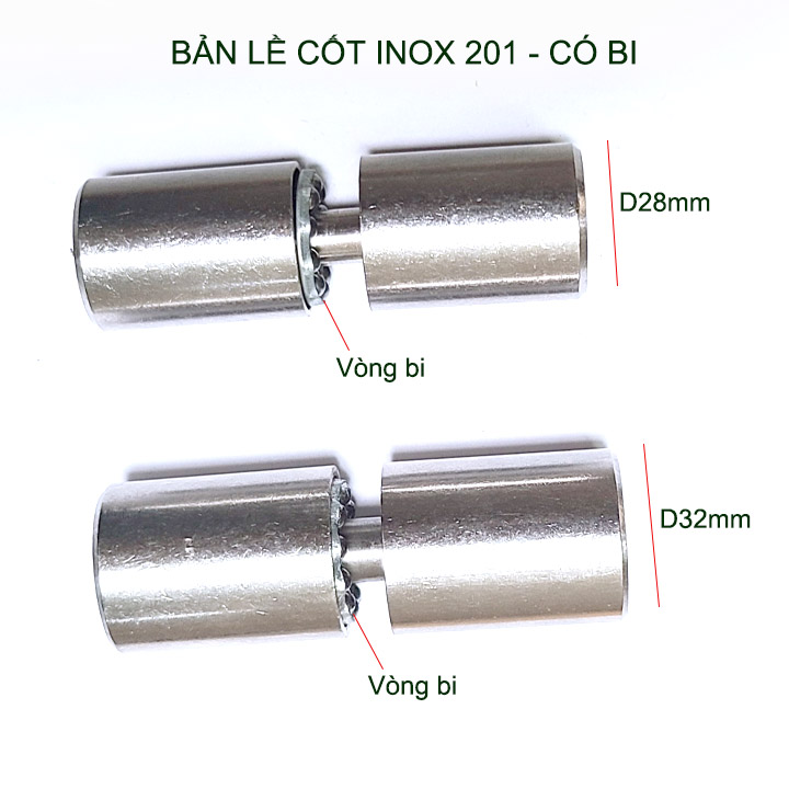 01 Bản lề cối xoay inox 201 có vòng bi, đường kính 28-32mm tùy chọn